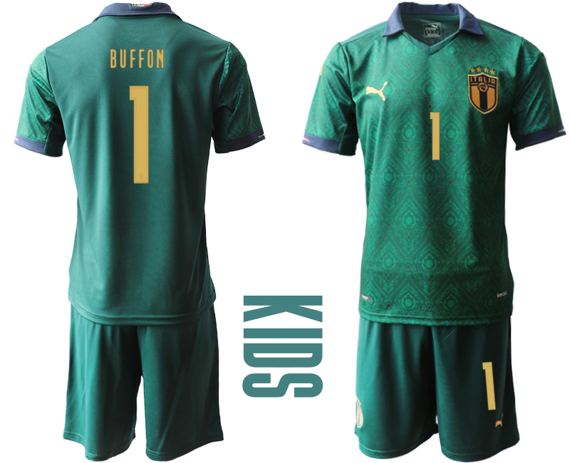 Youth 2021 European Cup Italy second away green #1 Soccer Jersey